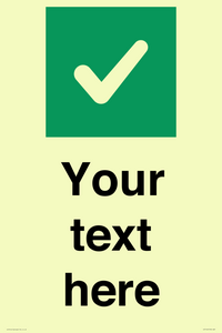 Custom plain background, green square with tick sign